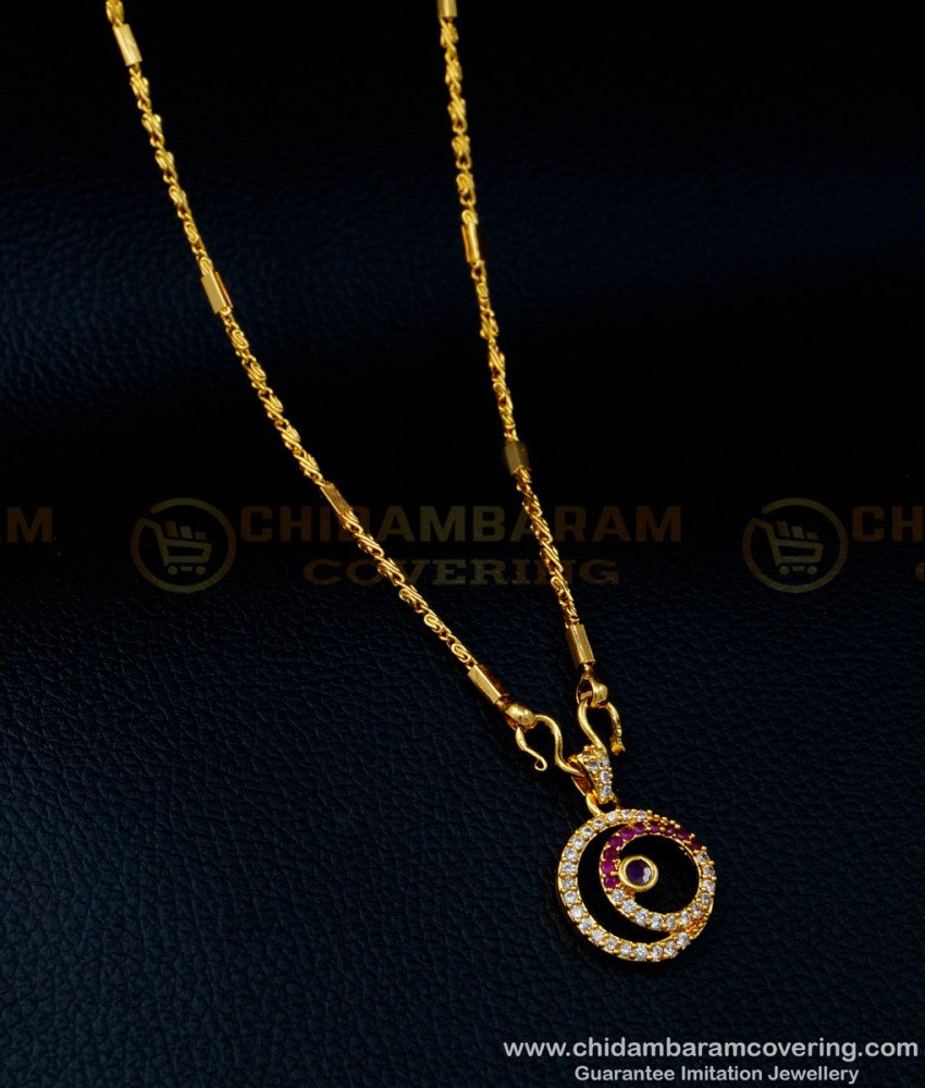 SCHN358 - Latest Collection Gold Design First Quality Gold Plated Stone Pendant Chain Online