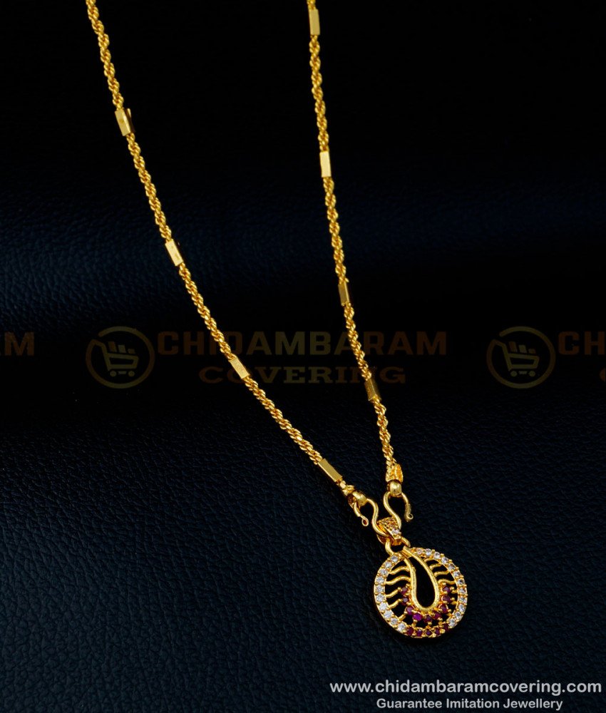 SCHN360 - New Model One Gram Gold Guaranteed Stone Dollar Chain for Daily Use 