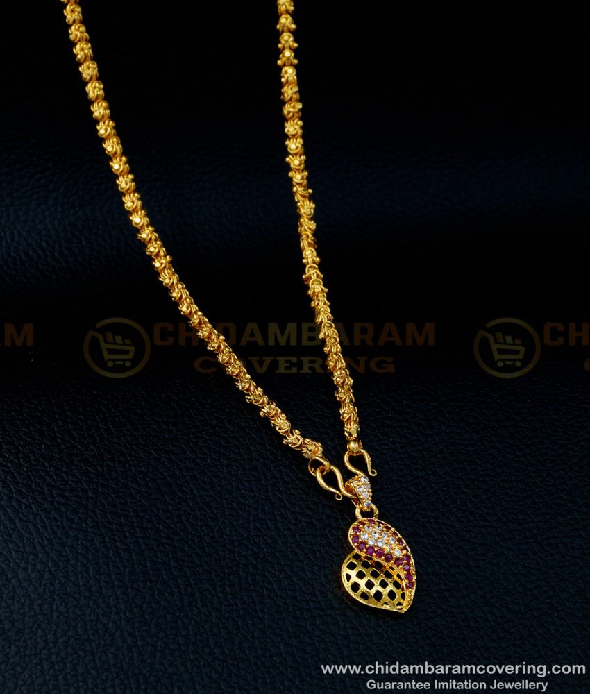 SCHN361 - Beautiful Gold Design Locket with Chain Imitation Jewellery Online  