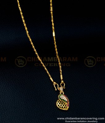 SCHN362 - Unique Heart Design American Diamond Stone Locket Chain for Girls