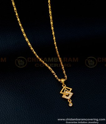 SCHN366 - Simple Light Wight Daily Use White Stone Small Dollar with Short Chain 