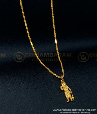 SCHN374 - One Gram Gold Plated Madurai Veeran Pendant with Short Chain Online