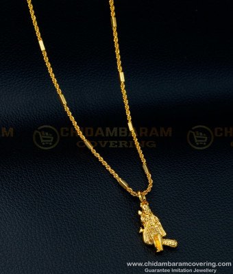 SCHN377 - Daily Wear Vel Murugan Pendant Designs with Short Chain 1 Gram Gold Jewellery