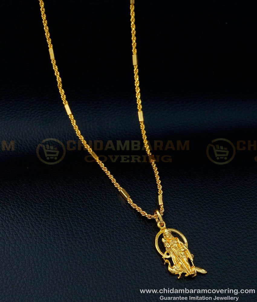 SCHN378 - Attractive Gold Design Lord Murugan Dollar with Chain Gold Plated Jewellery 