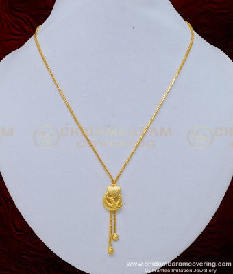 SCHN384 - One Gram Gold Daily Wear Simple Gold Design Pendant Chain for Girls 