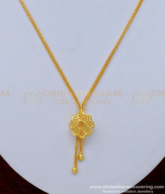 SCHN385 - Trendy Simple Flower Design Dollar Chain One Gram Gold Jewellery 