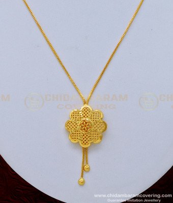 SCHN386 - Elegant Flower Pendant Dollar Chain Model Gold Design for Ladies 