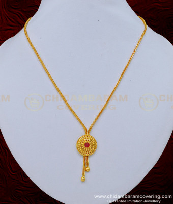 SCHN388 - Unique Ruby Stone Party Wear Pendant Chain Imitation Jewelry Online