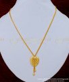 SCHN387 - New Model Gold Plated Plain Pendant Thin Chain for Daily Use 