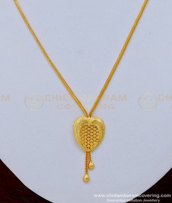 SCHN387 - New Model Gold Plated Plain Pendant Thin Chain for Daily Use 