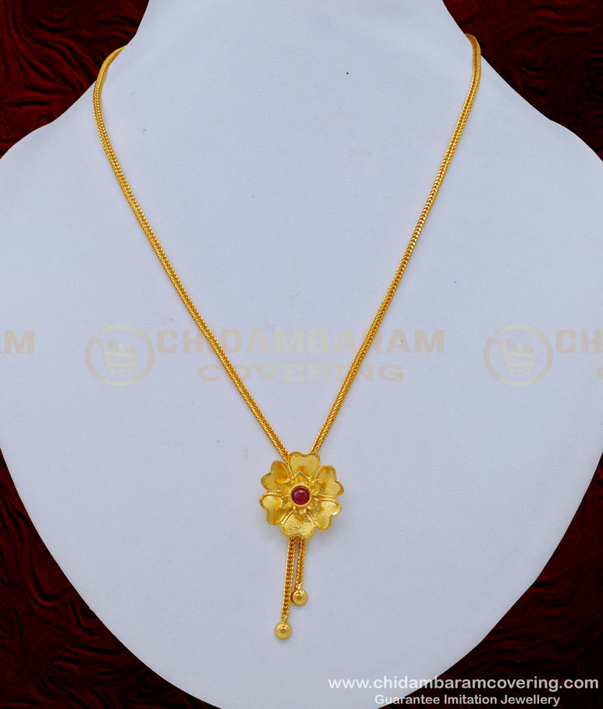 SCHN389 - Modern Flower Design Latest Gold Pendant Necklace Design for Female 