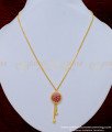 SCHN390 - Unique Ruby Stone Light Weight Gold Locket Chain Design for Female 