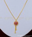SCHN390 - Unique Ruby Stone Light Weight Gold Locket Chain Design for Female 