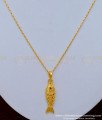 SCHN391 - One Gram Gold Plated Gold Fish Locket with Light Weight Thin Short Chain Online