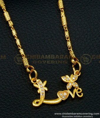 SCHN399 - Elegant One Gram Gold Love Symbol Locket Chains Love Pendant for Girlfriend
