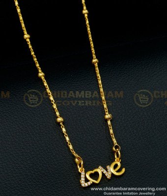 SCHN400 - Unique One Gram Gold Short Chain with Love Symbol Love Pendant for Wife