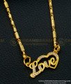 SCHN402 - Modern White Stone Gold Pendant Light Weight Love Dollar Chain for Ladies 