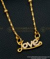 SCHN403 - Latest Gold Plated Guaranteed Gold Chain With Small Diamond Love Pendant Design