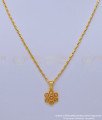 SCHN406 - 1 Gram Gold Light Wight White Stone Small Flower Pendant with Chain For Girls