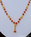 SCHN404 - 18 Inches Short Red Crystal Chain One Gram Gold Plated Jewellery Online