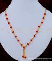 SCHN405 - Beautiful Daily Wear Red Crystal with Gold Beads Short Crystal Chain Necklace Online
