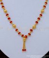 SCHN405 - Beautiful Daily Wear Red Crystal with Gold Beads Short Crystal Chain Necklace Online