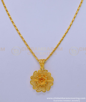SCHN408 - Attractive Gold Pendant Design Flower Pendant with Chain for Female 