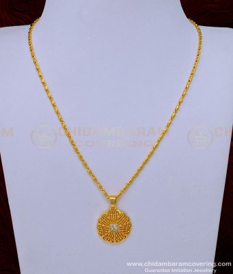 SCHN411 - One Gram Gold Short Chain with Pendant Designs for Working Women 