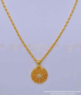 SCHN411 - One Gram Gold Short Chain with Pendant Designs for Working Women 