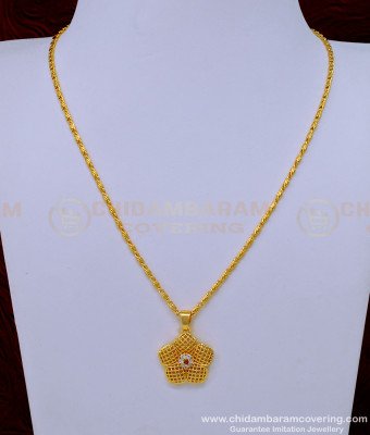 SCHN412 - Latest Gold Model Stone Pendant Design with Short Neck Chain for Girls 