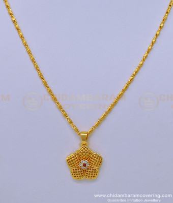 SCHN412 - Latest Gold Model Stone Pendant Design with Short Neck Chain for Girls 