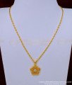 SCHN413 - Chidambaram Covering Gold Chain Design with White Stone Pendant for Ladies