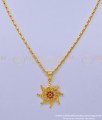 SCHN416 - Unique Ruby Stone Flower Design Pendant Gold Plated Short Chain for Ladies