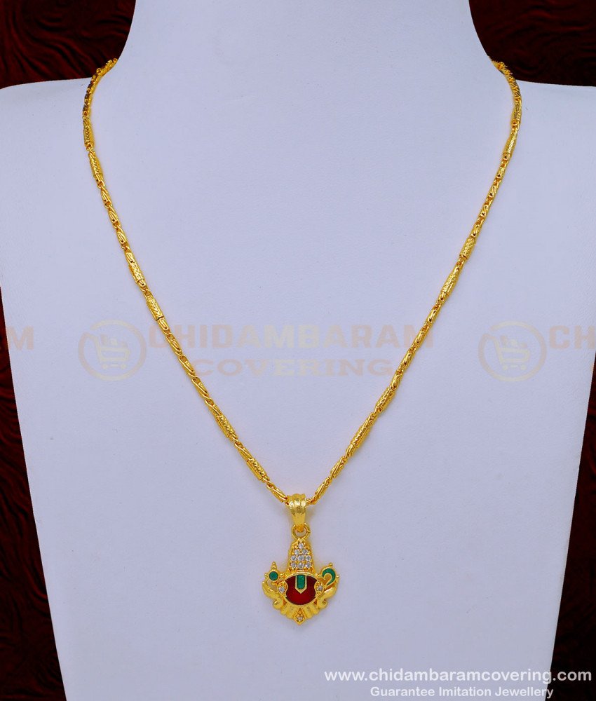 SCHN420 - Traditional Balaji Pendant Design Finish Light Weight Short Chain Imitation Jewellery 