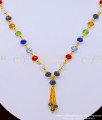 SCHN431 - Multicolor Crystal Beads Necklace Design Navaratna Short Chain Online