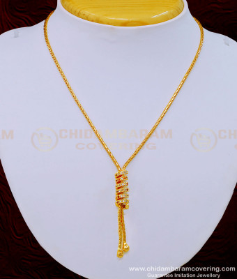SCHN433 - Unique Party Wear Ad Stone Spiral Pendant Short Chain