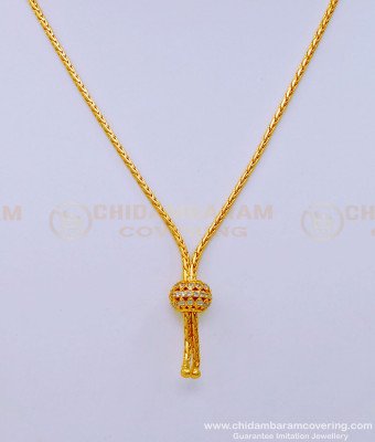 SCHN434 - Original Gold Plated White Stone Balls Pendant Short Chain