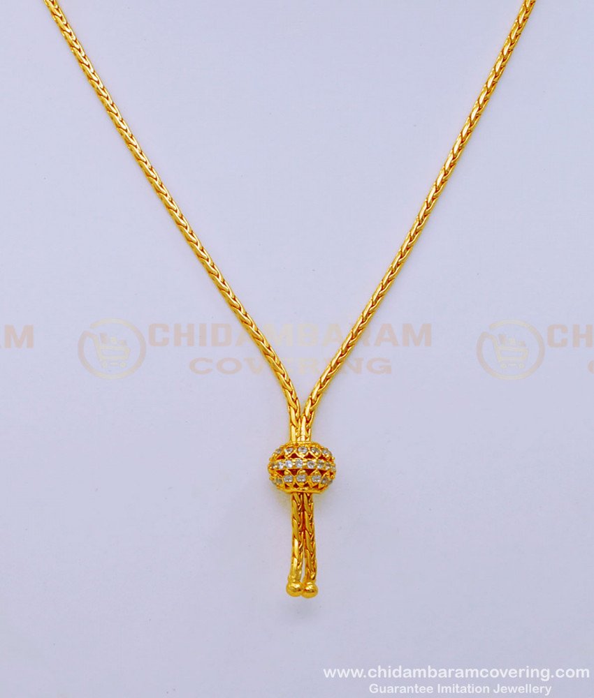 SCHN434 - Original Gold Plated White Stone Balls Pendant Short Chain