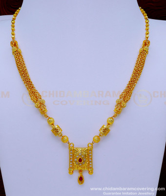 SCHN436 - Latest Gold Plated Short Chain With Pendant Designs for Girls 