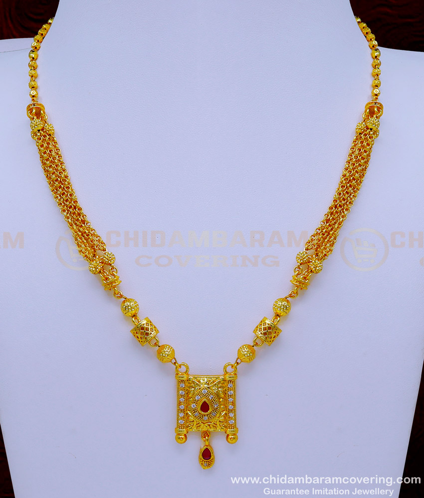 SCHN436 - Latest Gold Plated Short Chain With Pendant Designs for Girls 