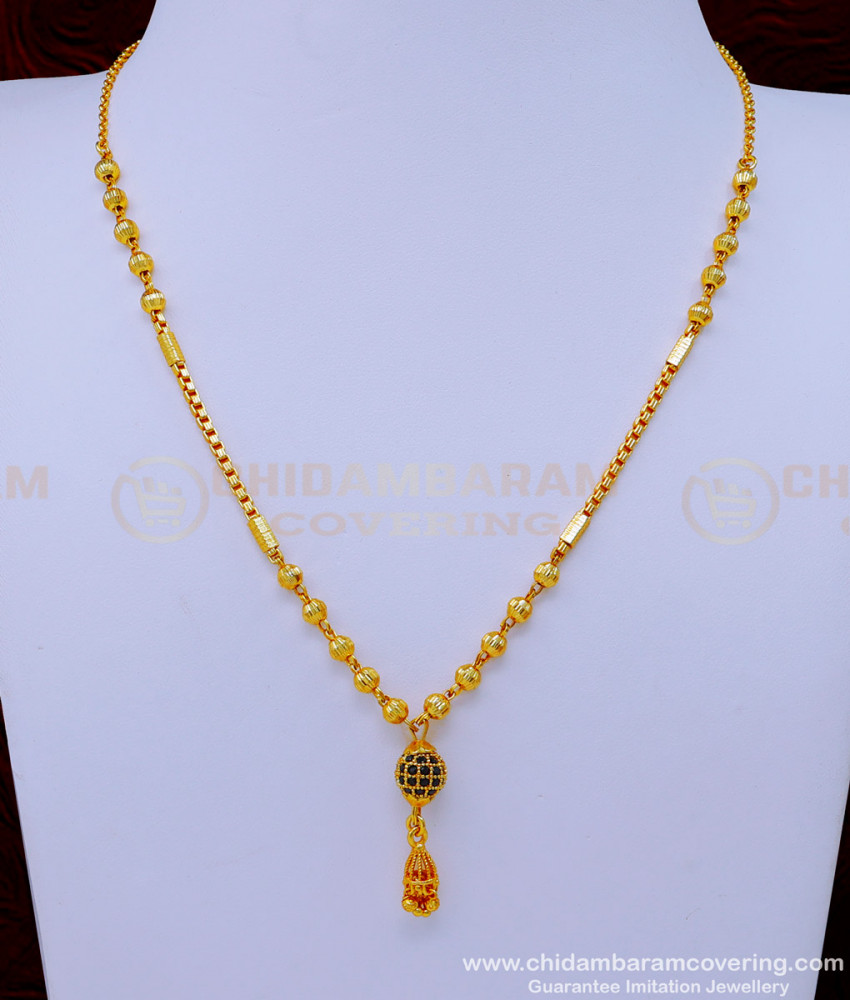 SCHN438 - Elegant 1 Gram Gold Short Chains with Pendants for Ladies