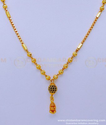 SCHN438 - Elegant 1 Gram Gold Short Chains with Pendants for Ladies