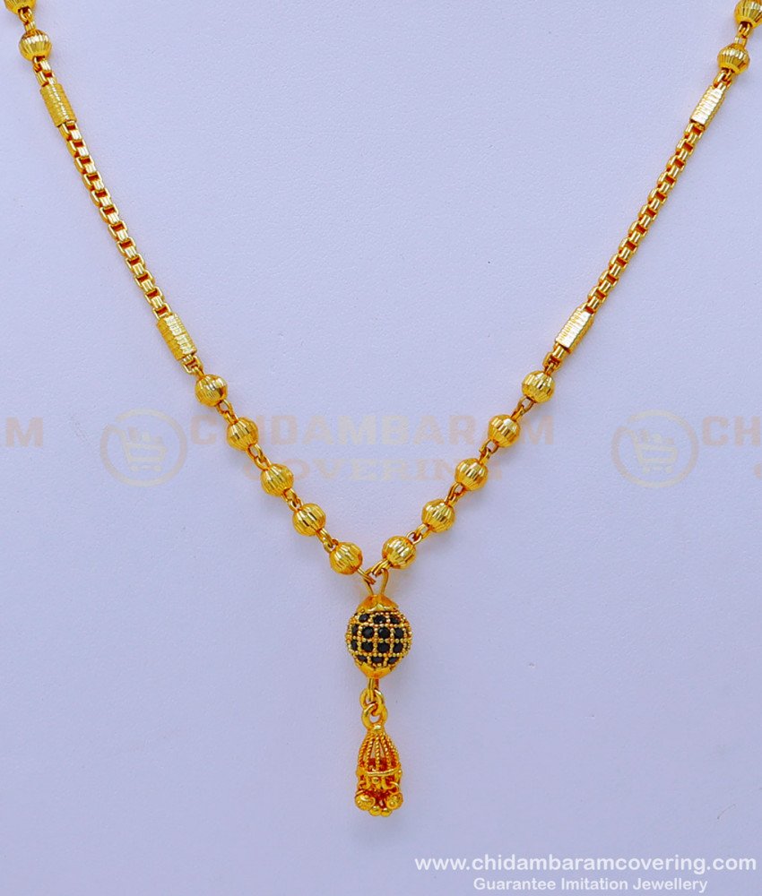 SCHN438 - Elegant 1 Gram Gold Short Chains with Pendants for Ladies