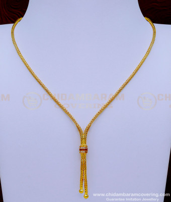SCHN439 - 1 Gram Gold Girls Short Chain with Stone Pendant Designs