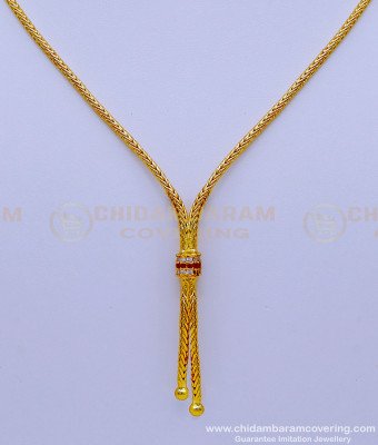 SCHN439 - 1 Gram Gold Girls Short Chain with Stone Pendant Designs