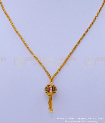 SCHN440 - Gold Plated Girls Short Chain with Stone Pendant Designs