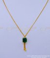 SCHN443 - Simple Single Green Stone Pendant with Short Chain Online 