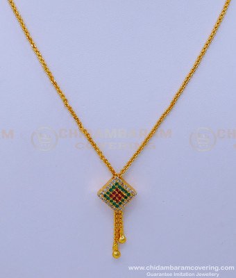 SCHN444 - Trendy Stone Pendant with Gold Short Chain Designs for Female