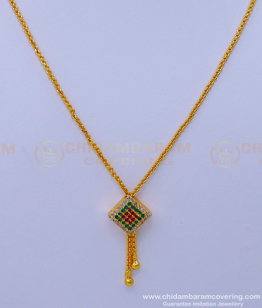 SCHN444 - Trendy Stone Pendant with Gold Short Chain Designs for Female