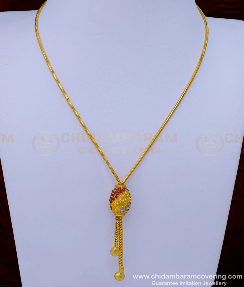 SCHN445 - Latest Gold Plated Locket Gold Chain Pendant for Girls
